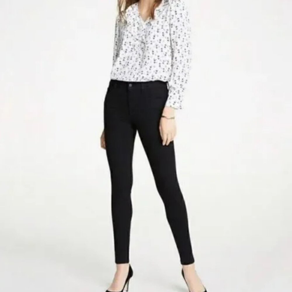 Ann Taylor The Skinny High Rise Crop Ankle Performance Stretch Denim Jean Black